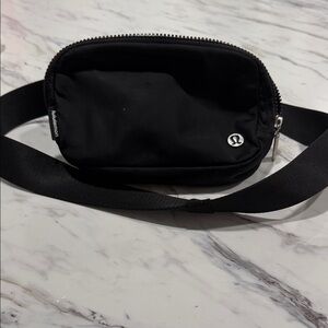 lululemon athletica Black Belt Bag with Silver Logo